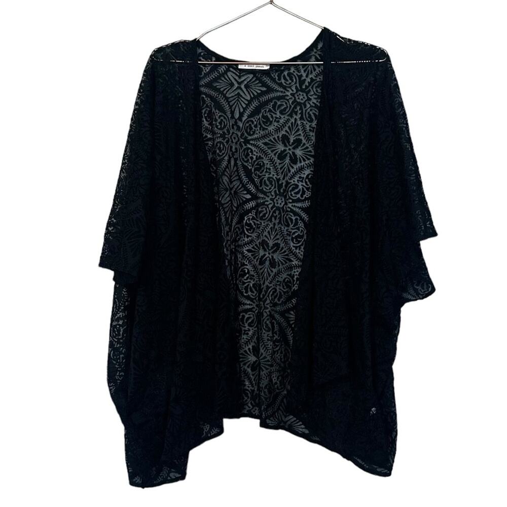 A real peach Stunning Black Lace Open Front Kimono - One Size Fits All